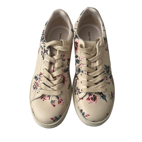 Tory Burch Howell Court Lyonnaise Low Top Floral Leather Sneaker … - Picture 3 of 13